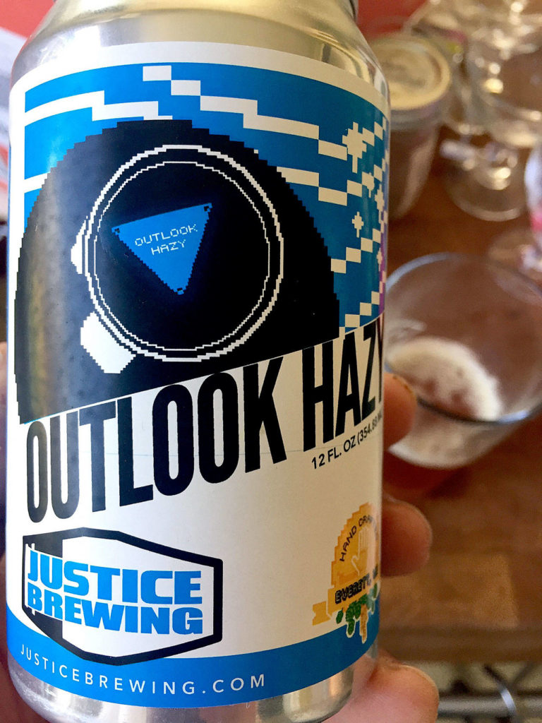 Justice Brewing’s “Outlook Hazy” is a New England-style IPA that is juicy and slightly bitter in just the right combination. (Aaron Swaney)
