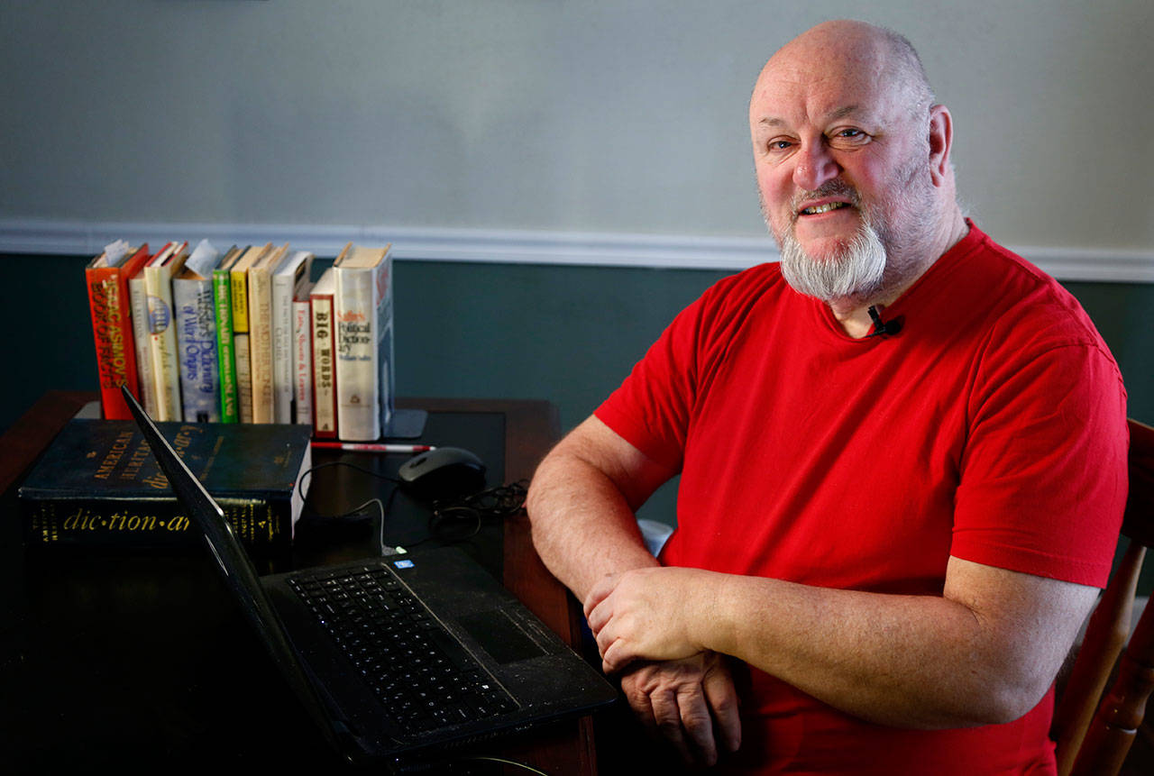 Chris Strolin, of Belleville, Illinois, created the online Omnificent English Dictionary in Limerick Form, or OEDILF for short, and with the help of contributors has published more than 97,000 definitions of words in limerick form since it began in 2004. (Jeff Roberson / Associated Press)