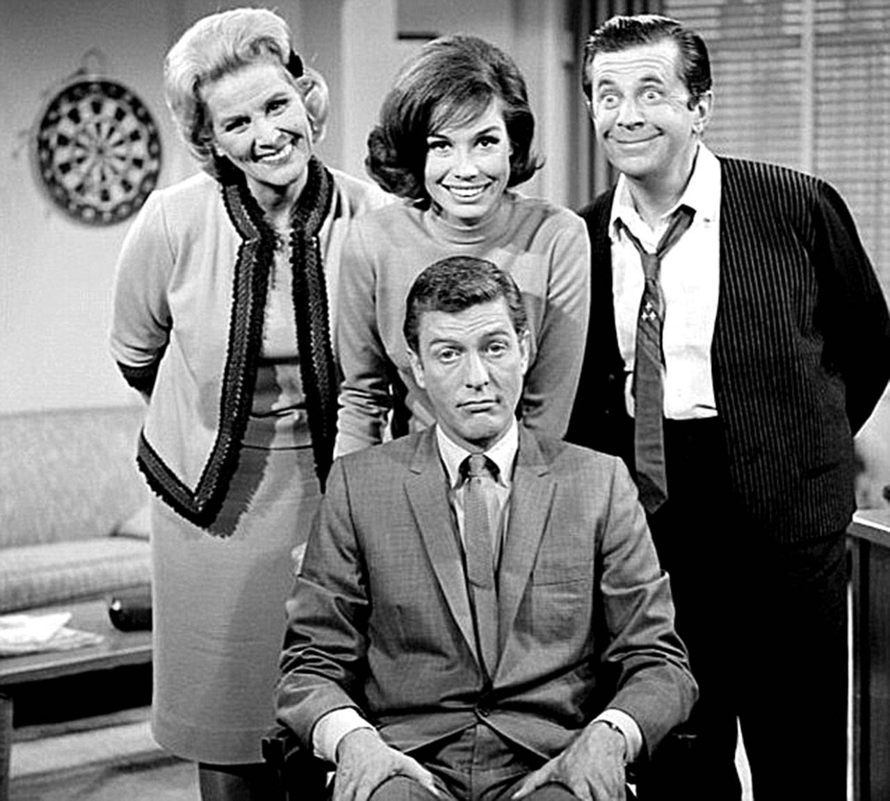 Rose Marie (left) is seen with the cast of “The Dick Van Dyke Show.” (CBS)