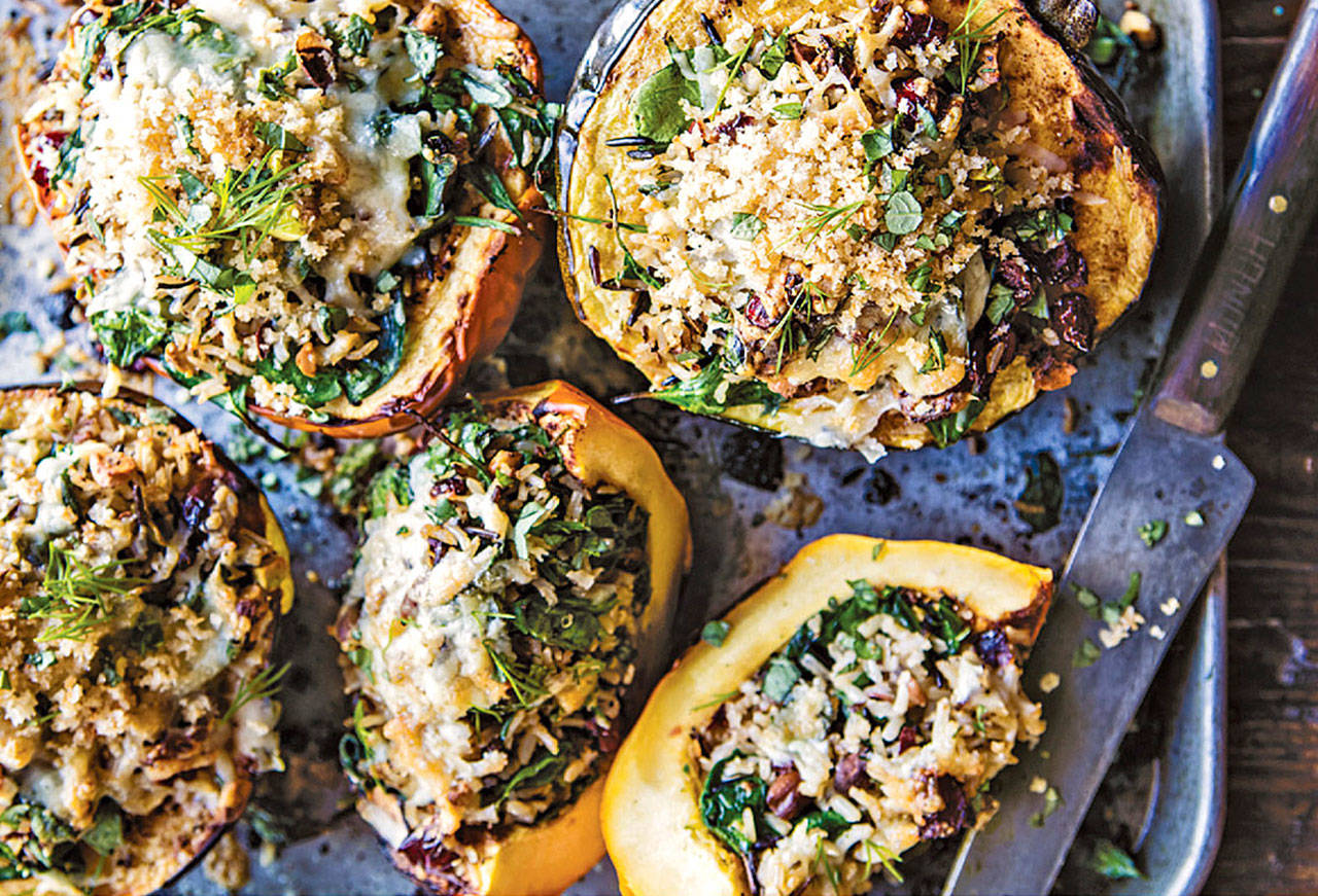 Acorn squash with wild rice and havarti stuffing is the perfect dinner for a cold winter night. (Tieghan Gerard)