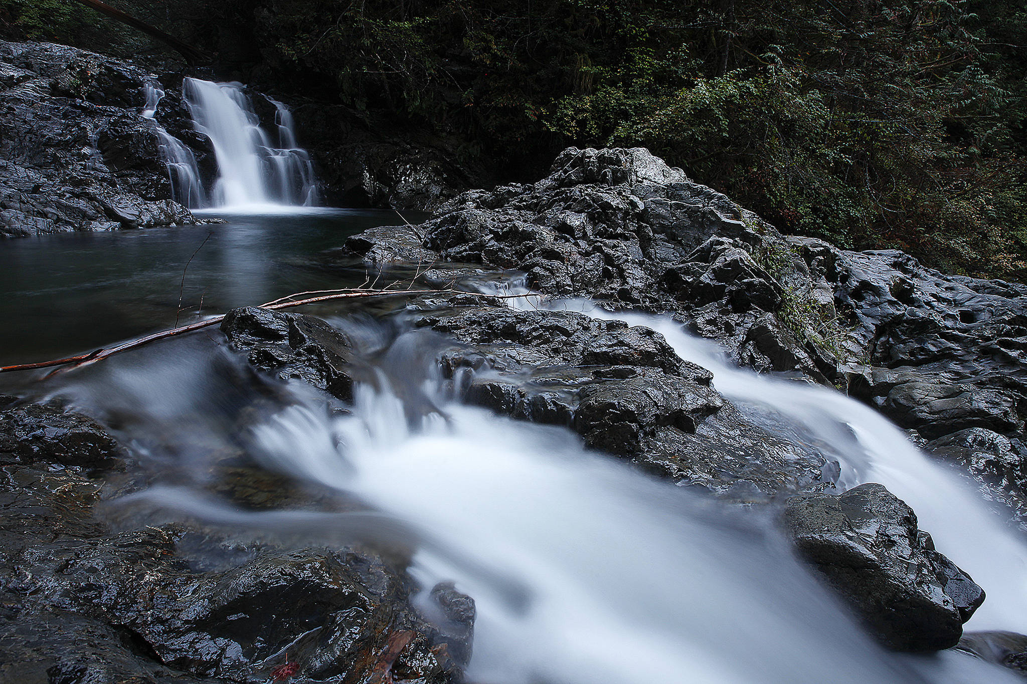 Water cascades down the Lower Falls near the Woody Trail at Wallace Falls State Park near Gold Bar in 2015. The park is one of the county’s most popular outdoor attractions. (Ian Terry / Herald file)