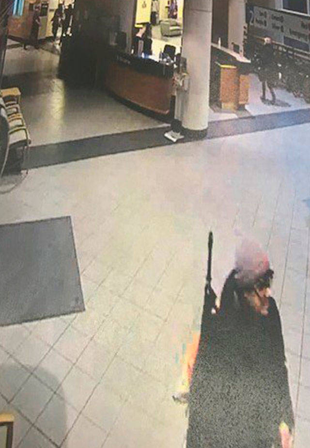 EvergreenHealth in Kirkland posted this photo of an “individual of concern” as captured on its security camera. (EvergreenHealth)
