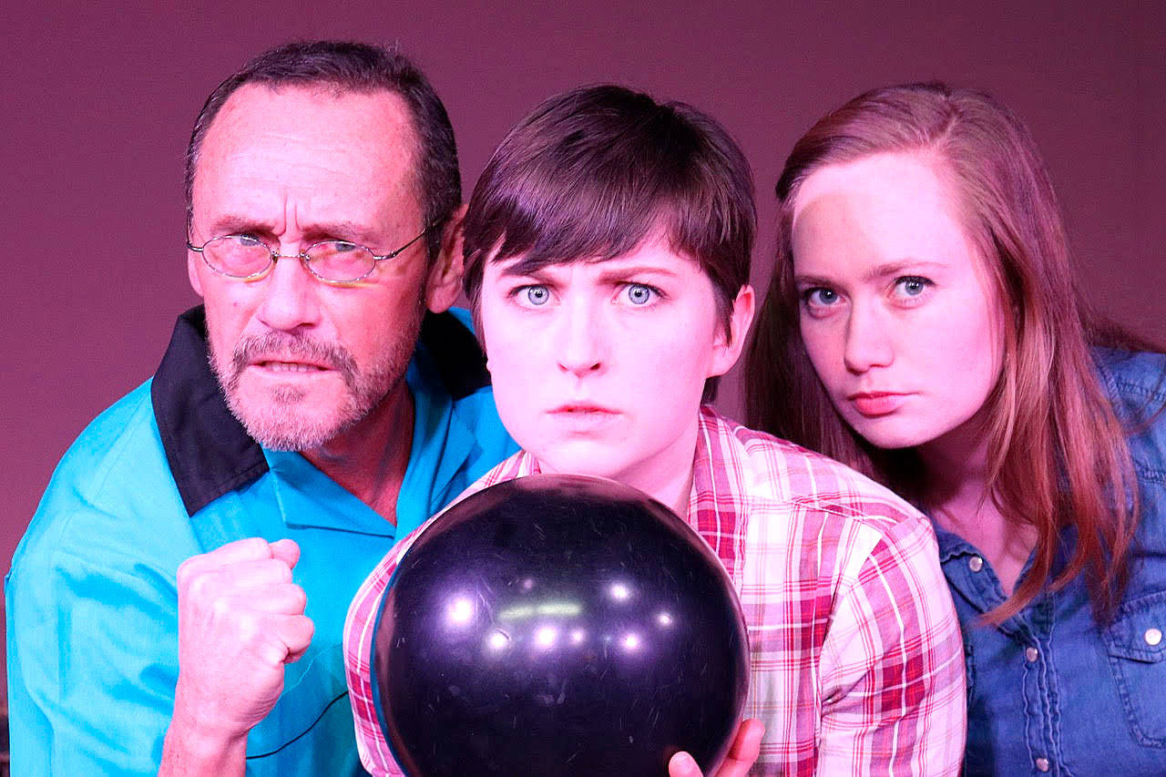 Michael McFadden (Jake), Karin Terry (Lois) and Audry Herold (Loretta) star in Phoenix Theatre’s production of “More Fun Than Bowling,” which opens Feb. 2 in Edmonds. (Eric Lewis)