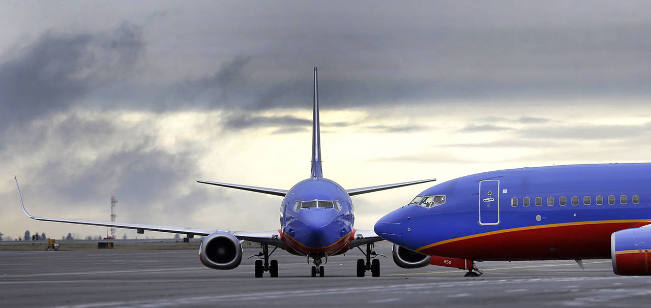 A Southwest Airlines Boeing 737 waits to taxi to a gate to a gate in 2016 at Seattle-Tacoma International Airport in Seattle. (AP Photo/Ted S. Warren)