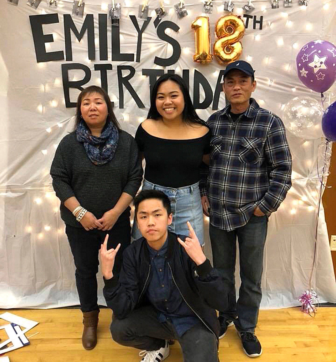 The Huynh family celebrate Emily Huynh’s 18th birthday. Pictured are Cindy Chen (left), Emily Huynh, Minh Huynh and Brandon Huynh. (Courtesy of the Huynhs)