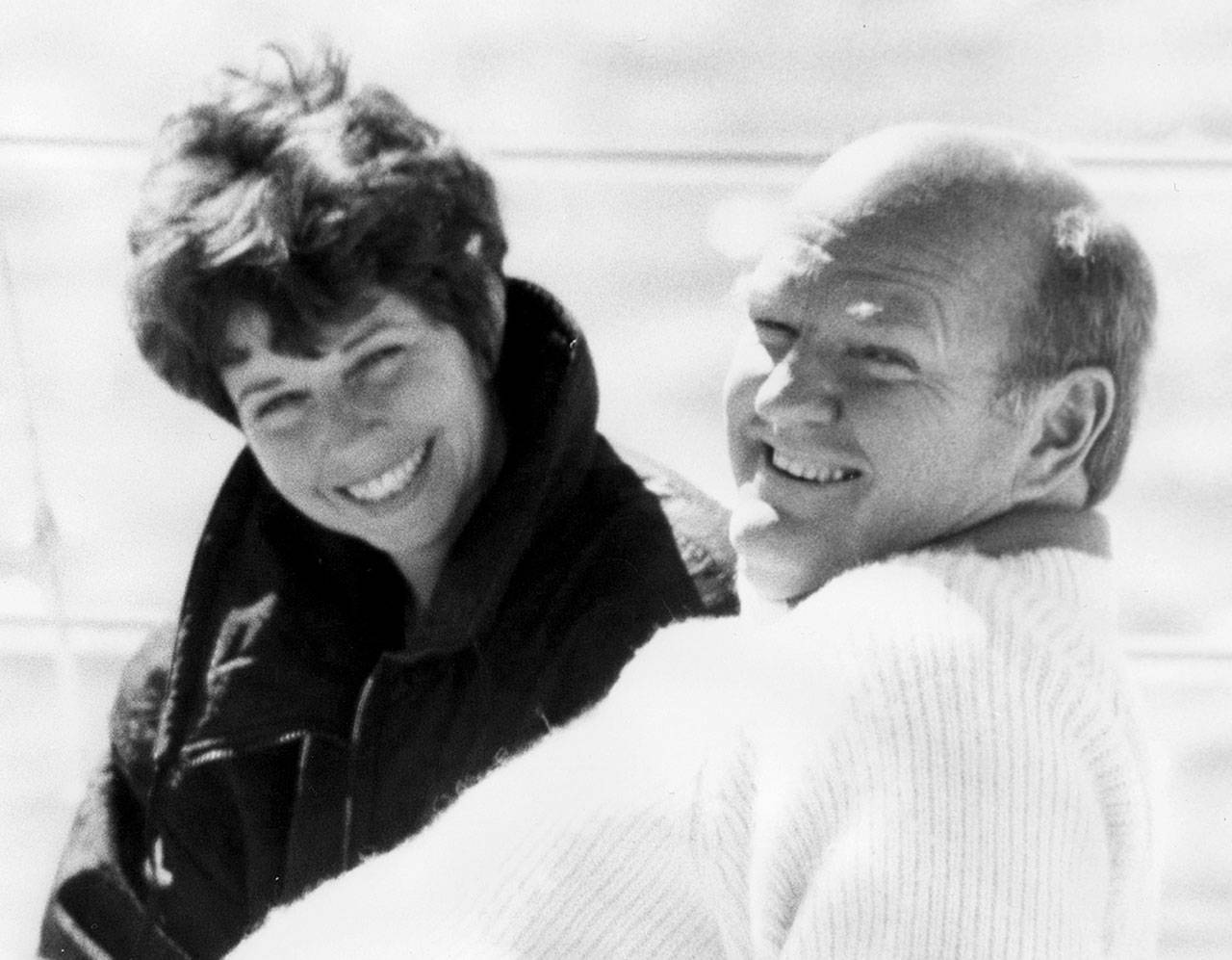 Warren Miller and his wife, Laurie Miller, date unknown. (Warren Miller Co. via AP)
