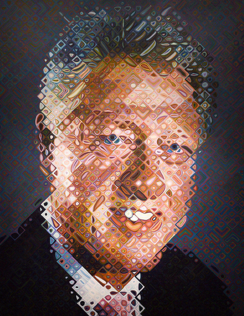 “William Jefferson Clinton” by Chuck Close, oil on canvas, 2006. (Photo by Astrid Riecken for The Washington Post)
