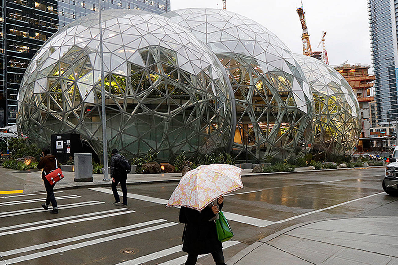 Striking Amazon ‘Spheres’ landmark opens in downtown Seattle