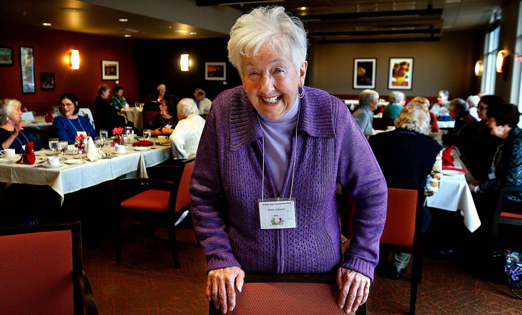 Rose Johnson, 80, is a member of the Everett Area Newcomers Club, which meets and dines once a month at Sno-Isle Tech’s student-run Le Bistro Restaurant. (Dan Bates / The Herald)
