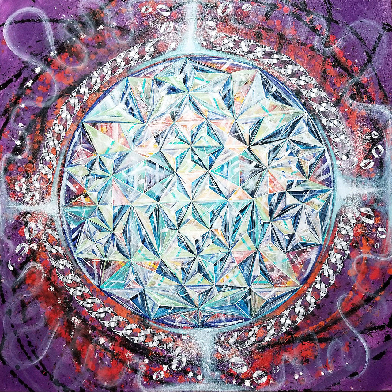 “O: Gemini trying to balance the poles” by artist Aramis O. Hamer will be on display at the Edmonds Community College art gallery through March 16. (Edmonds Community College)
