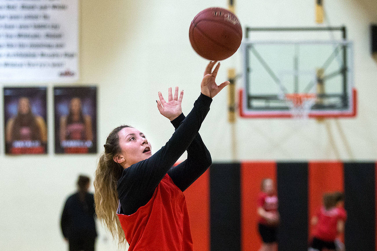 Olivia Riojas at practice at Archbishop Murphy Hish School on Tuesday, Dec. 26, 2017 in Everett, Wa. (Andy Bronson / The Herald)