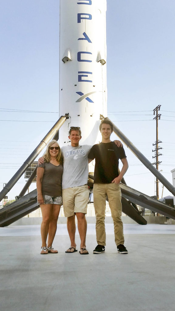 Ryan Summers spent two summers interning at SpaceX in California, where he helped write code for spacecraft. He received a visit from his parents, Beverly and Kevin Summers. (Courtesy photo)
