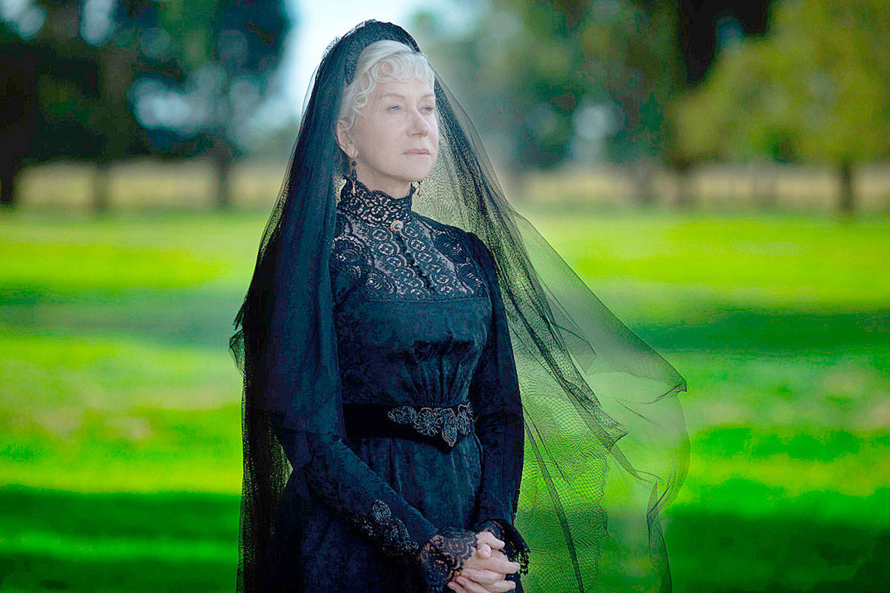 Helen Mirren plays an eccentric firearms heiress who believes she is haunted by the souls of people killed by the Winchester repeating rifle in “Winchester.” (Blacklab Entertainment)