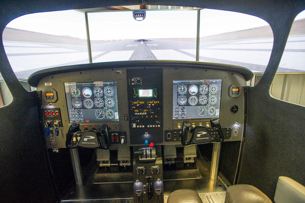 Ryan Brennecke / The Bulletin
The cockpit area of the flight simulator
