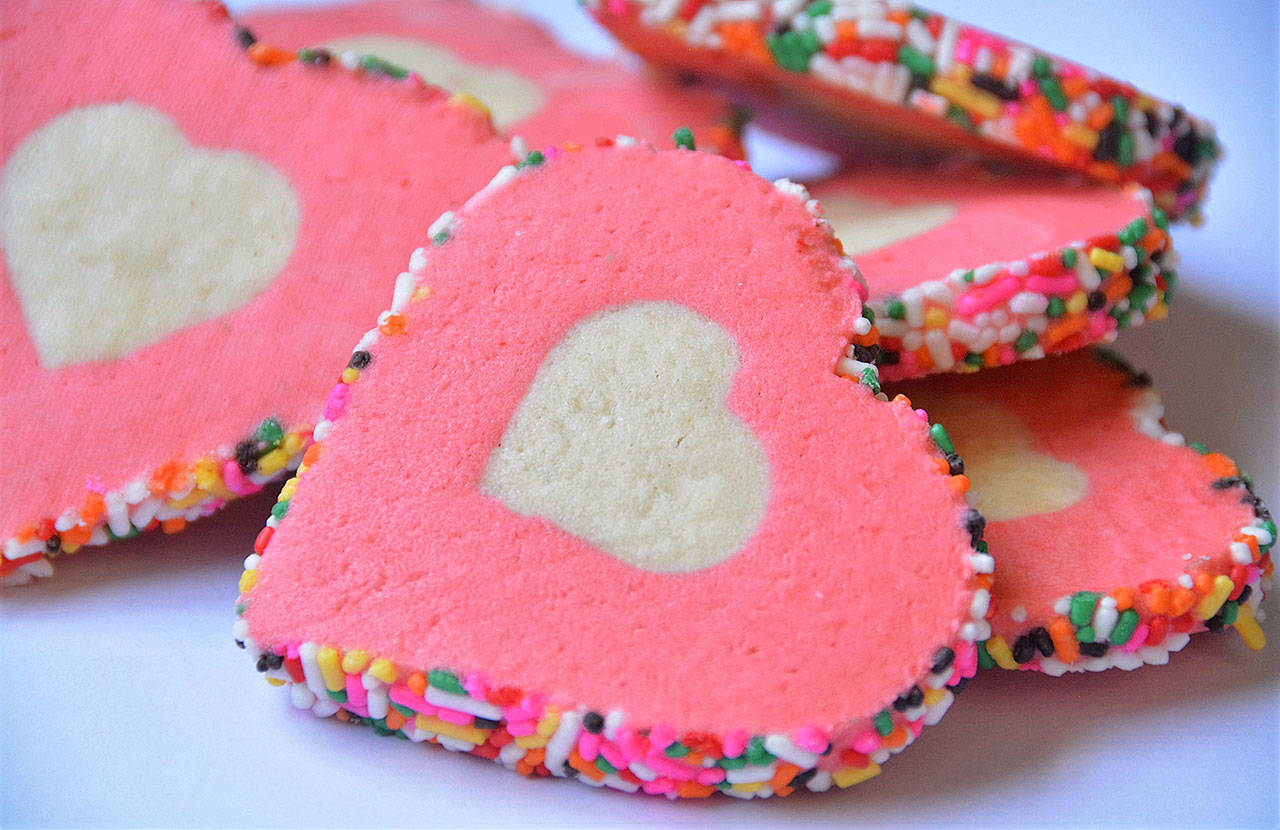 Heart-in-heart cookies take more time to make than most Valentine’s Day cookies, but they’re worth the extra effort.