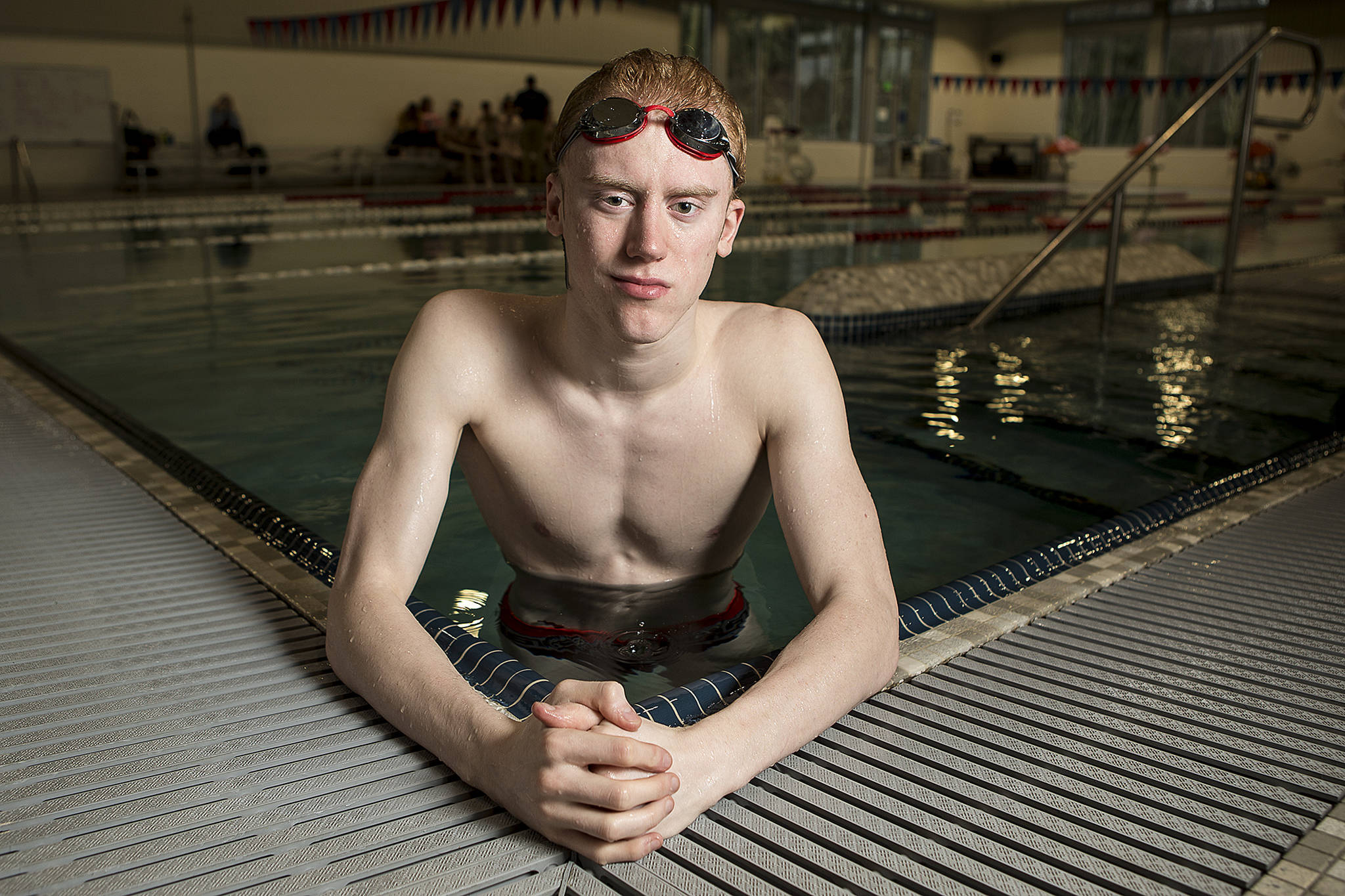 Stanwood’s Sam Grant will be competing in multiple freestyle events at the upcoming Washington Interscholastic Activities Association 3A state championships at the King County Aquatic Center in Federal Way. (Ian Terry / The Herald)