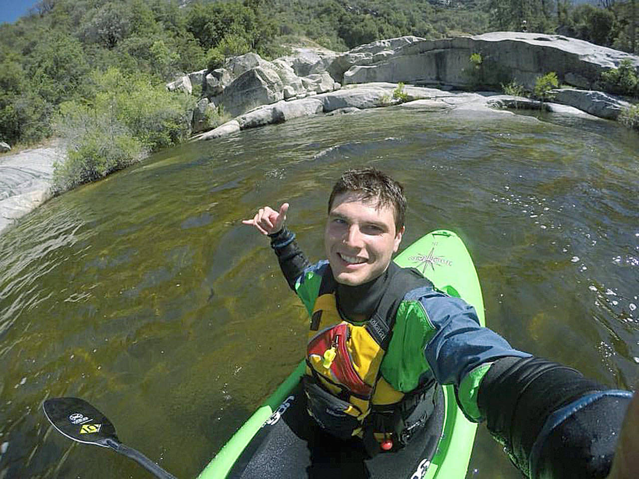 Sam Grafton, 26, a volunteer firefighter and an avid kayaker, died Saturday on the Snoqualmie River, according to the Gold Bar Firefighters Association. (Gold Bar Firefighters Association)