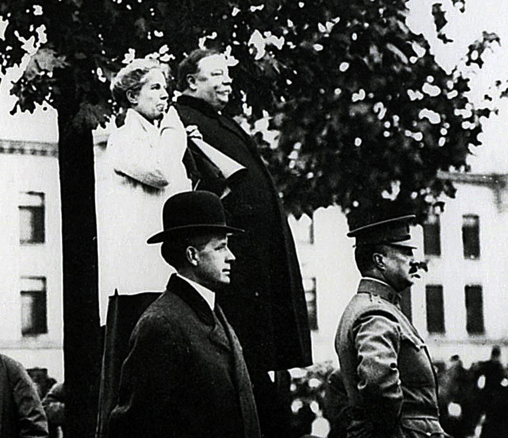 President William Howard Taft visits in front of Everett High in 1911.
