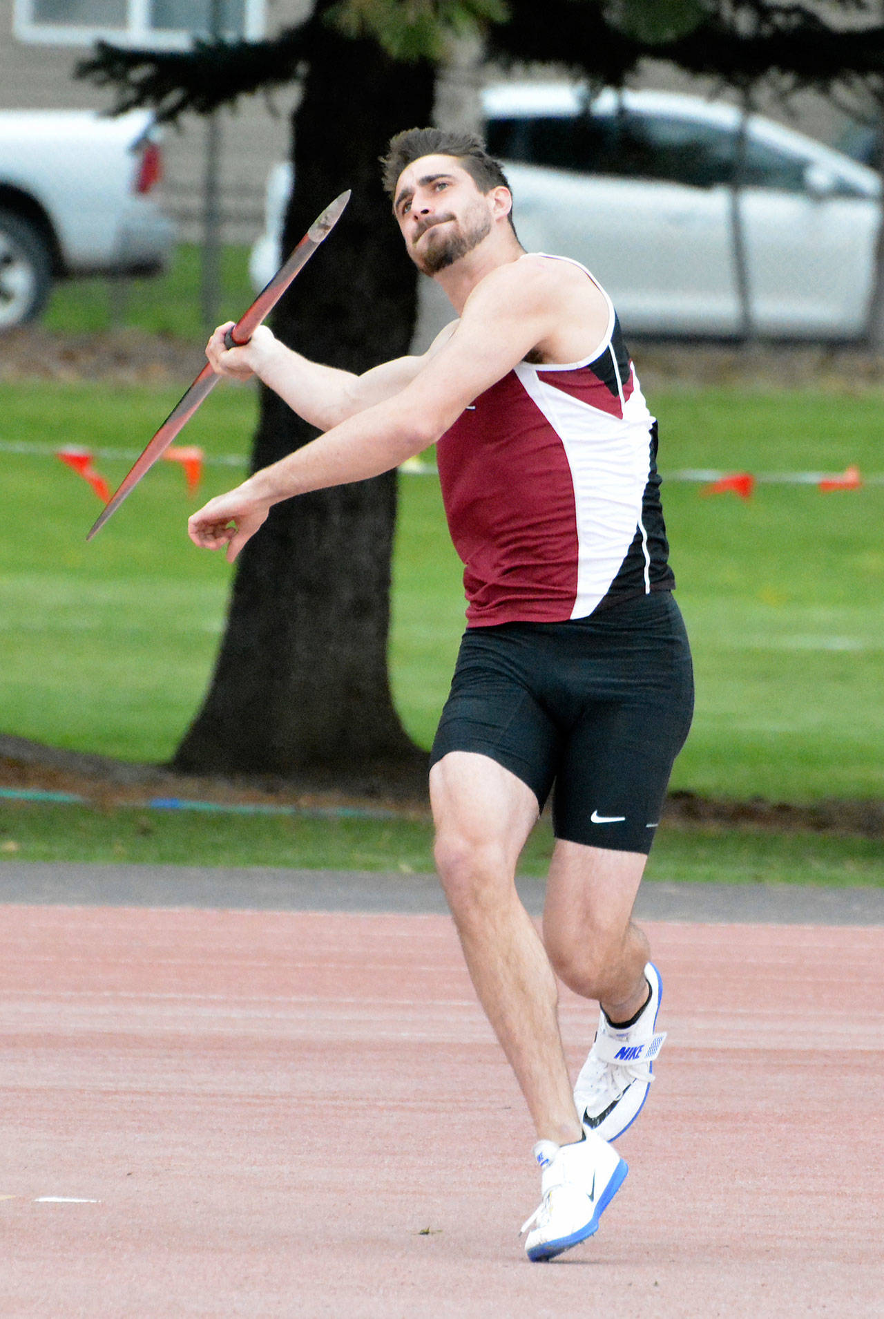 Kodiak Landis throws the javelin earlier this season. Landis, a Snohomish alumnus, is one of the best heptathletes in the NCAA Division II ranks. (Central Washington University photo)