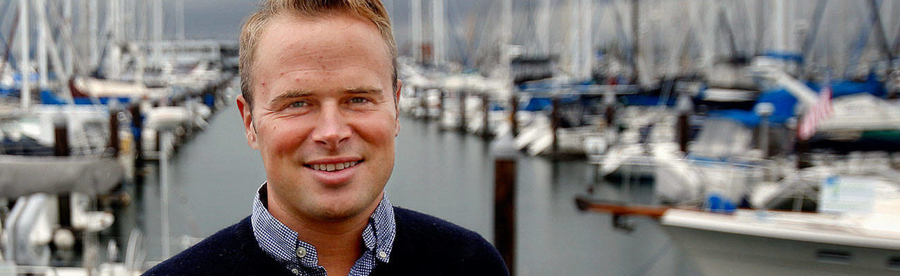 Andy Stephens visits the Everett Marina last year in early March, the place from which he departed on a solo round-the-world sailing trip July 12, 2016. Stephens was home in Everett while his sailboat’s transmission was being repaired. His 30-foot boat, the Cascadia, was in the Philippines. He later resumed his voyage, but is now living in Tokyo. (Dan Bates / The Herald)