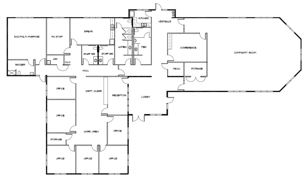 The floor plan for the new Civic Center planned in downtown Granite Falls, on South Granite Avenue across from the current City Hall (City of Granite Falls)
