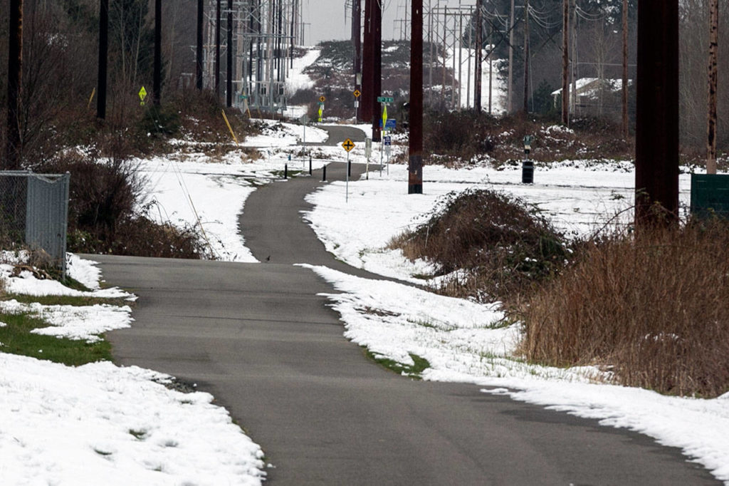 The Bayview Trail is part of the expansion and connection project through the city of Marysville. (Kevin Clark / The Daily Herald)
