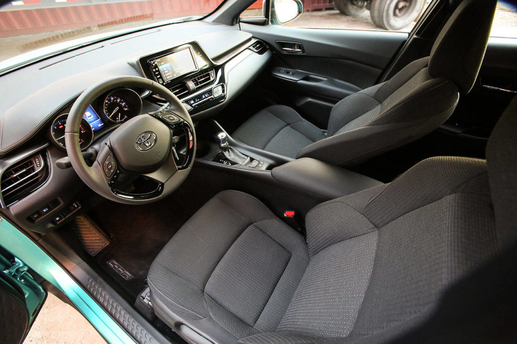Comfortable bucket seats are a highlight of the 2018 Toyota C-HR’s roomy front row. (Manufacturer photo)
