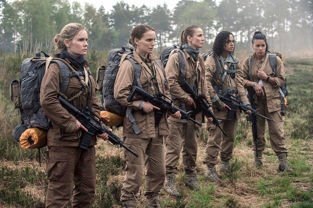 A group of female scientists takes on a dangerous mission in “Annihilation.” (Paramount Pictures)