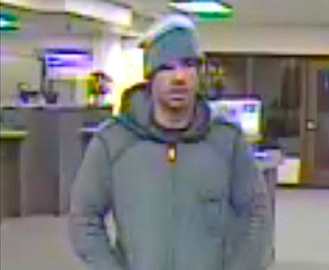 Know this man? Everett police suspect he robbed a bank Feb. 16. They’re asking for the public’s help to identify him. (Everett Police Department)