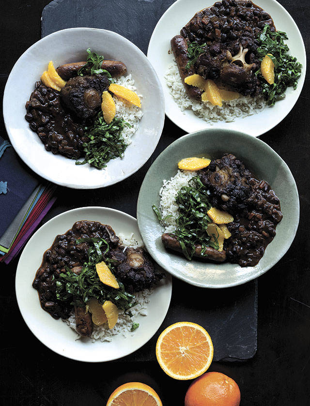 Like the feijoada, the beans can be served with white jasmine rice, cilantro, orange slices and a squeeze of fresh lime. (Photo by Beatriz da Costa)
