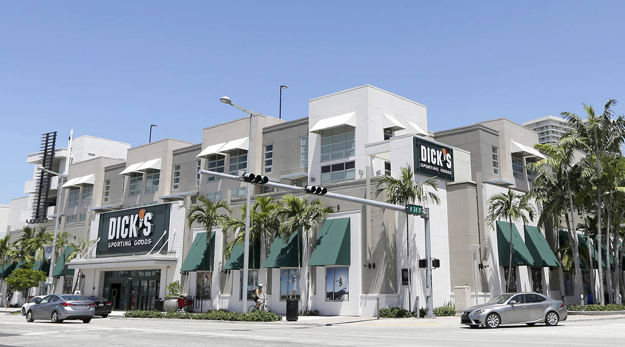 This 2017 photo shows a Dick’s Sporting Goods store in Miami. (AP Photo/Alan Diaz)