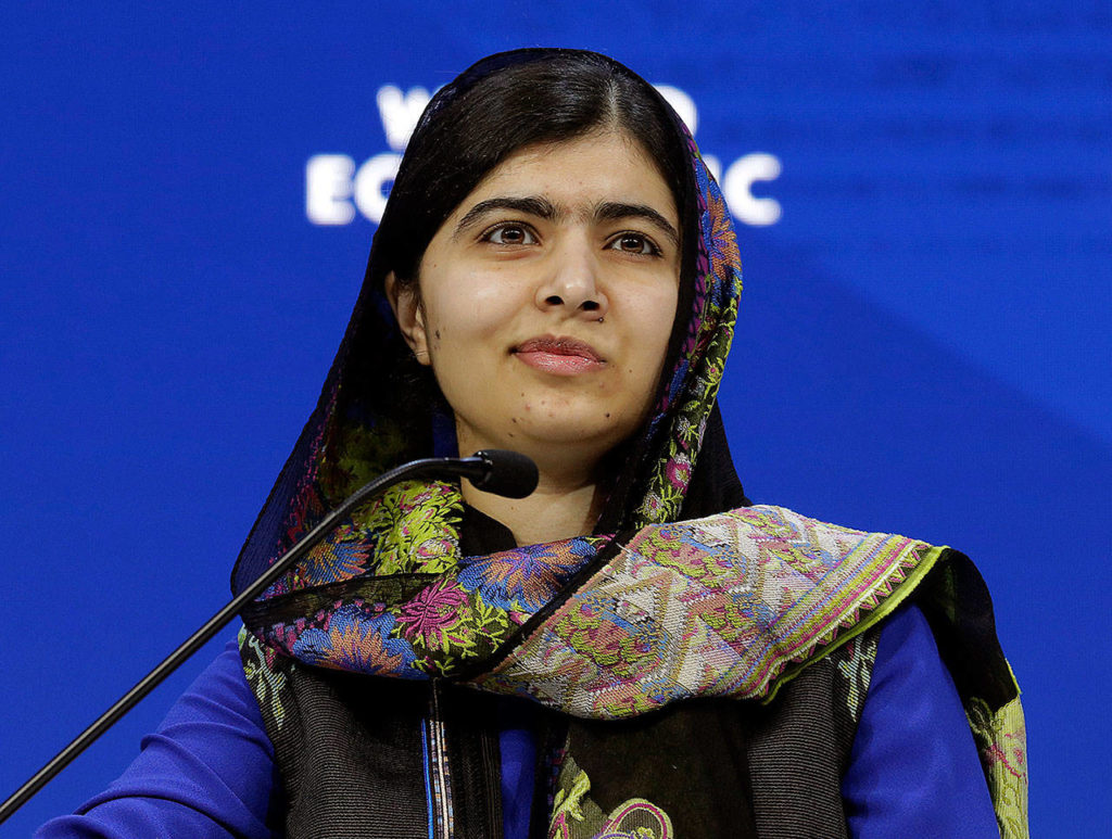 In this Jan. 25 photo, Nobel laureate Malala Yousafzai attends the annual meeting of the World Economic Forum in Davos, Switzerland. (AP Photo/Markus Schreiber, File)
