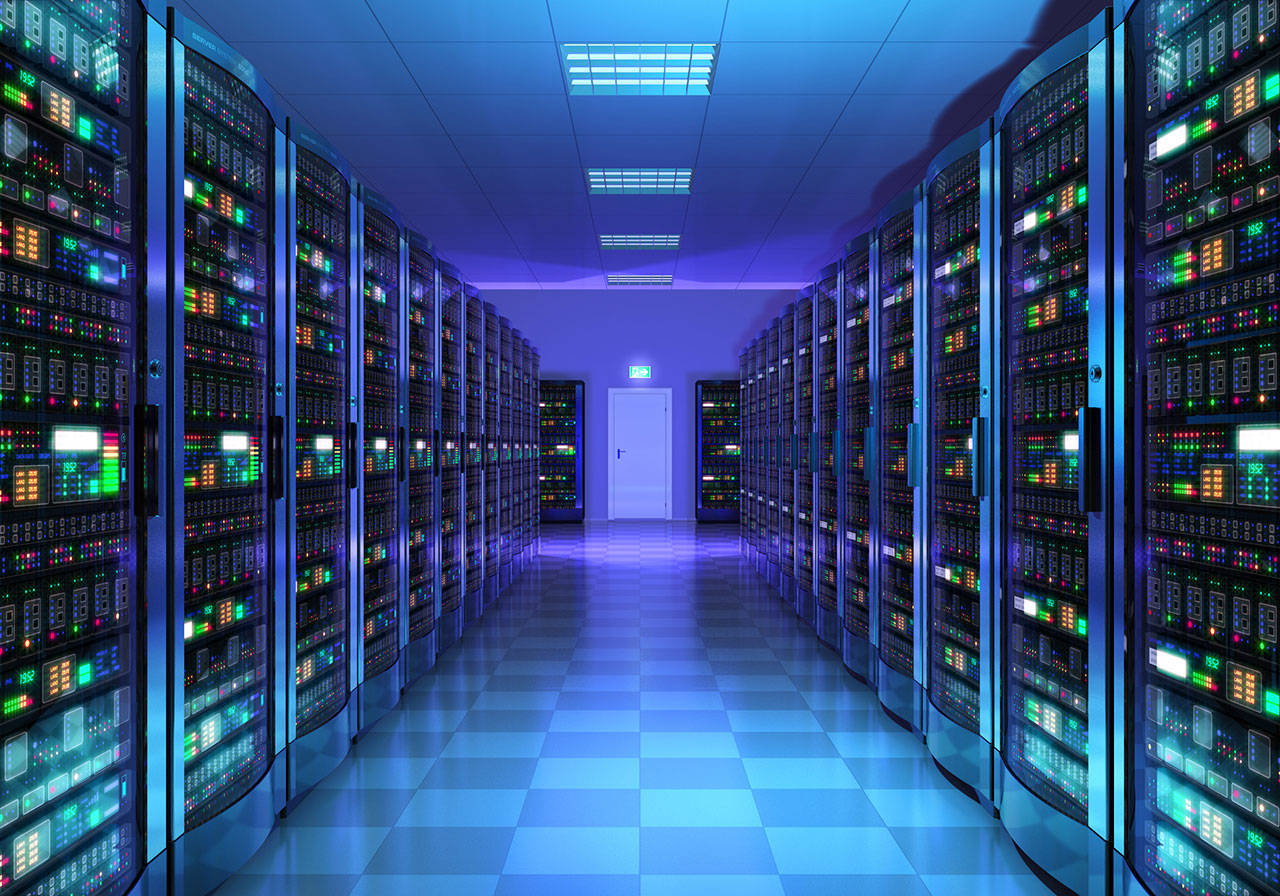 An illustration shows a server room interior in a data center (Thinkstock.com)