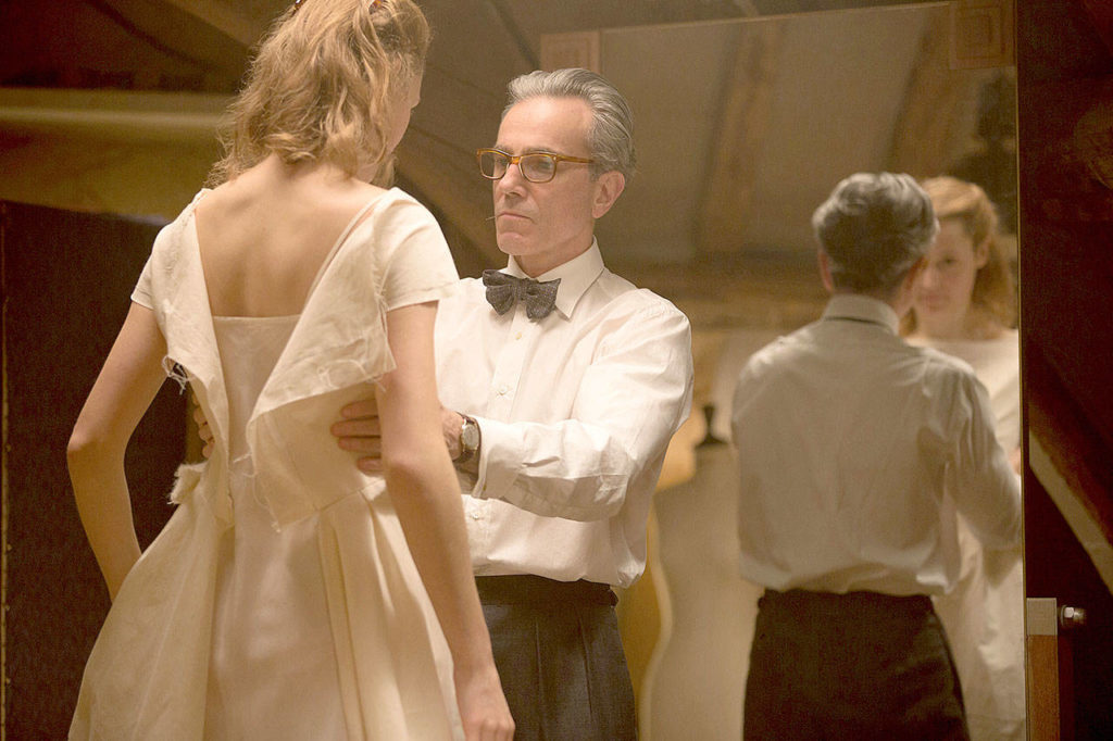 Vicky Krieps and Daniel Day-Lewis in a scene from writer/director Paul Thomas Anderson’s “The Phantom Thread.” (Focus Features)
