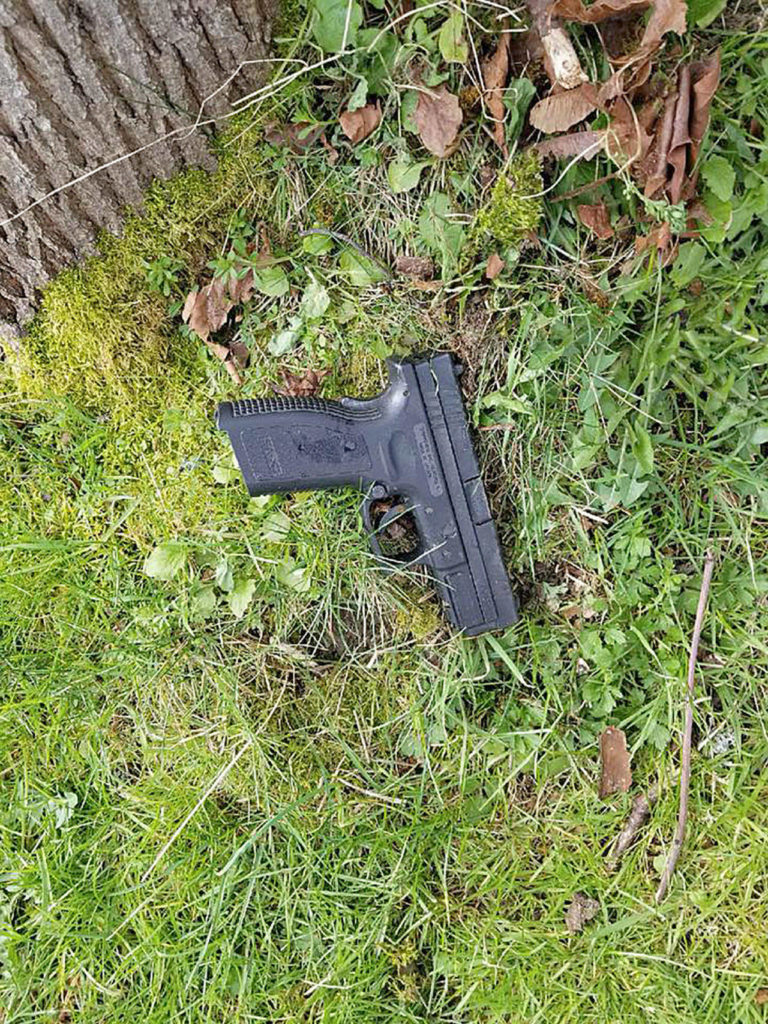 A gun was recovered during a cleanup Saturday in Everett’s Delta neighborhood. (Take Back Our Neighborhood)
