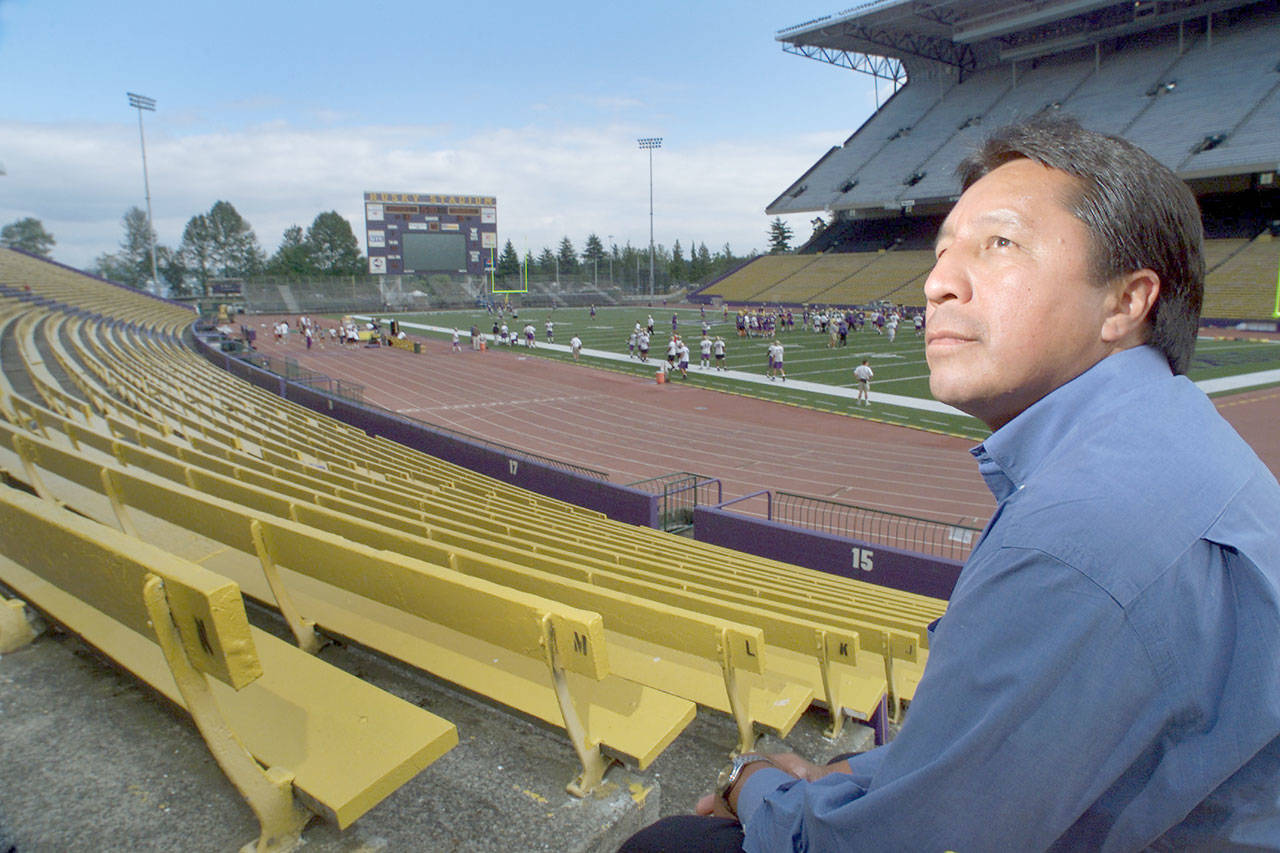 SPORTS090100 DIGITAL PHOTO BY JUSTIN BEST Husky legend Sonny Sixkiller at Husky Stadium.