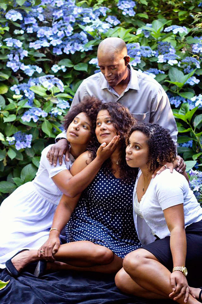 Everett’s Jason Tarver, who died March 14, 2015, with his family, wife Reiko Tarver (center) and daughterst Simone (right) and Khadija (Tarver family photo)
