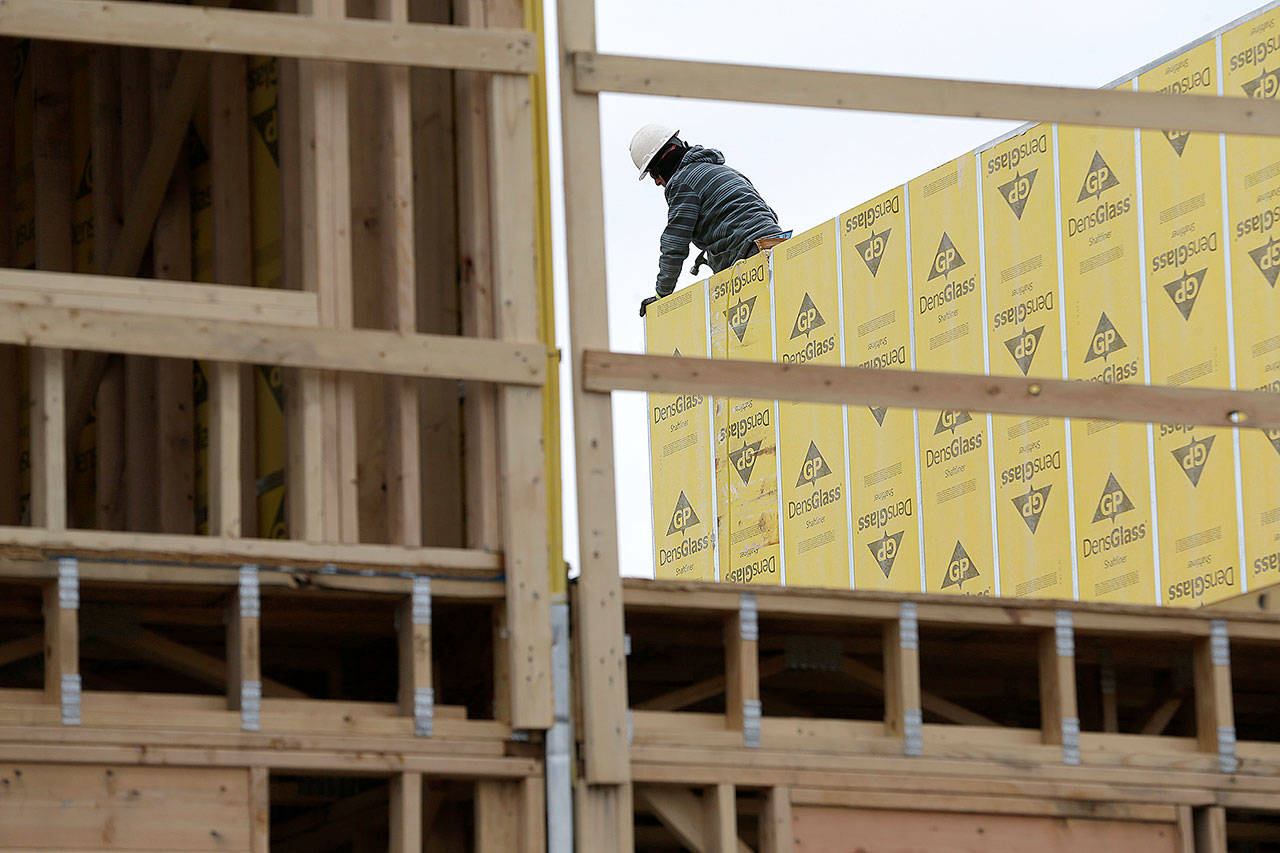 Work continues on a development in Fair Lawn, New Jersey, in February. (AP Photo/Seth Wenig, File)