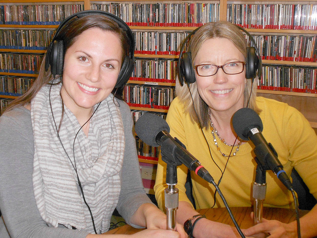 Dr. Allison Apfelbaum (left) and Dr. Rebecca Dirks in the KSER-FM studio