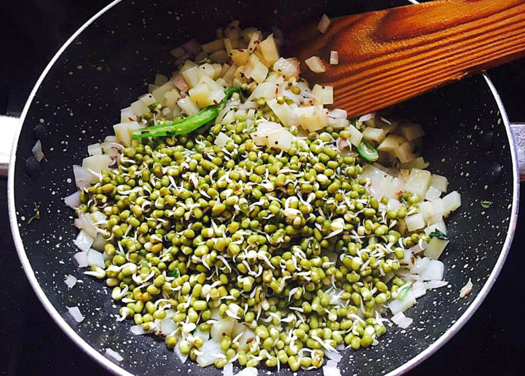 Enjoy this sprouts and potato stir fry as it is or turn it into a salad by pairing it with plain or Greek yogurt. (Reshma Seetharam)
