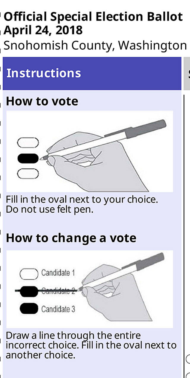 Under the new Snohomish County election system, voters must fill in an oval on the mail-in ballot, like on a standardized test.