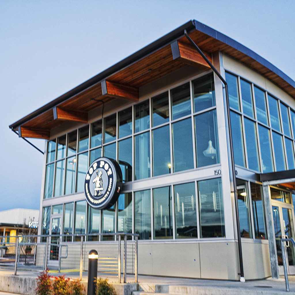 Top Pot built a 2,000-square-foot shop with sweeping windows at 150 Sunset Ave. S in Edmonds. (Mark Klebeck / Top Pot Dougnuts)
