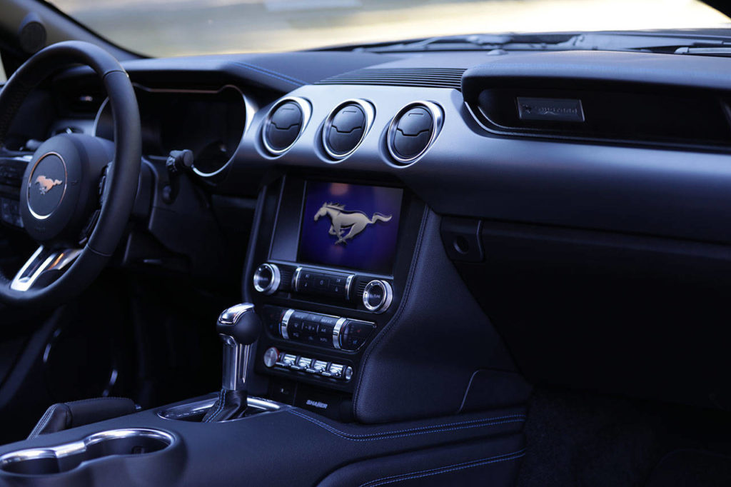 The Ford Mustang interior is minimally changed for 2018, retaining the car’s popular classic look. (Manufacturer photo)
