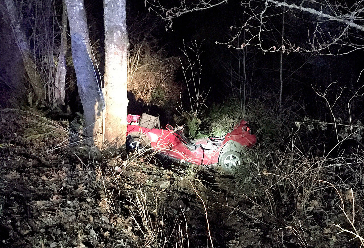 One man died in a car crash Saturday night off Chain Lake Road east of Snohomish. (Snohomish County Sheriff’s Office)