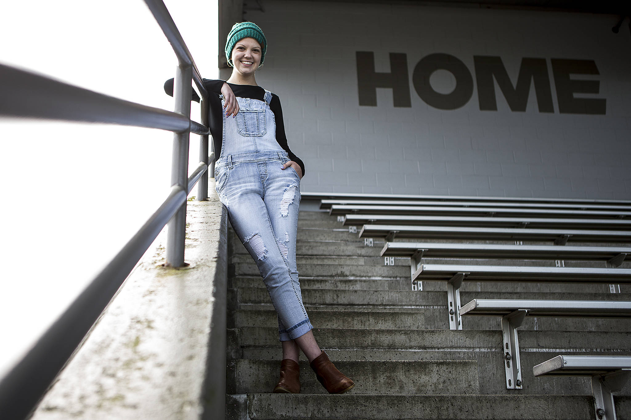 Emma Lande has been involved with everything from cheerleading, softball, ASB, leadership and most recently, theater, throughout her time at Snohomish High School. Lande, a senior, is currently battling Hodgkins lymphoma and is about halfway through her treatment. (Ian Terry / The Herald)