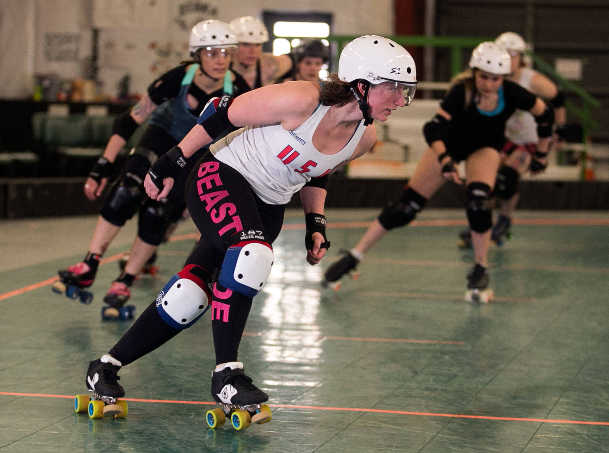 Lacey Ramon skates laps around the rink during Rat City Roller Girls practice Sunday in Shoreline. Ramon helped the United States win the gold medal at the World Cup earlier this month. (Kevin Clark / The Herald)
