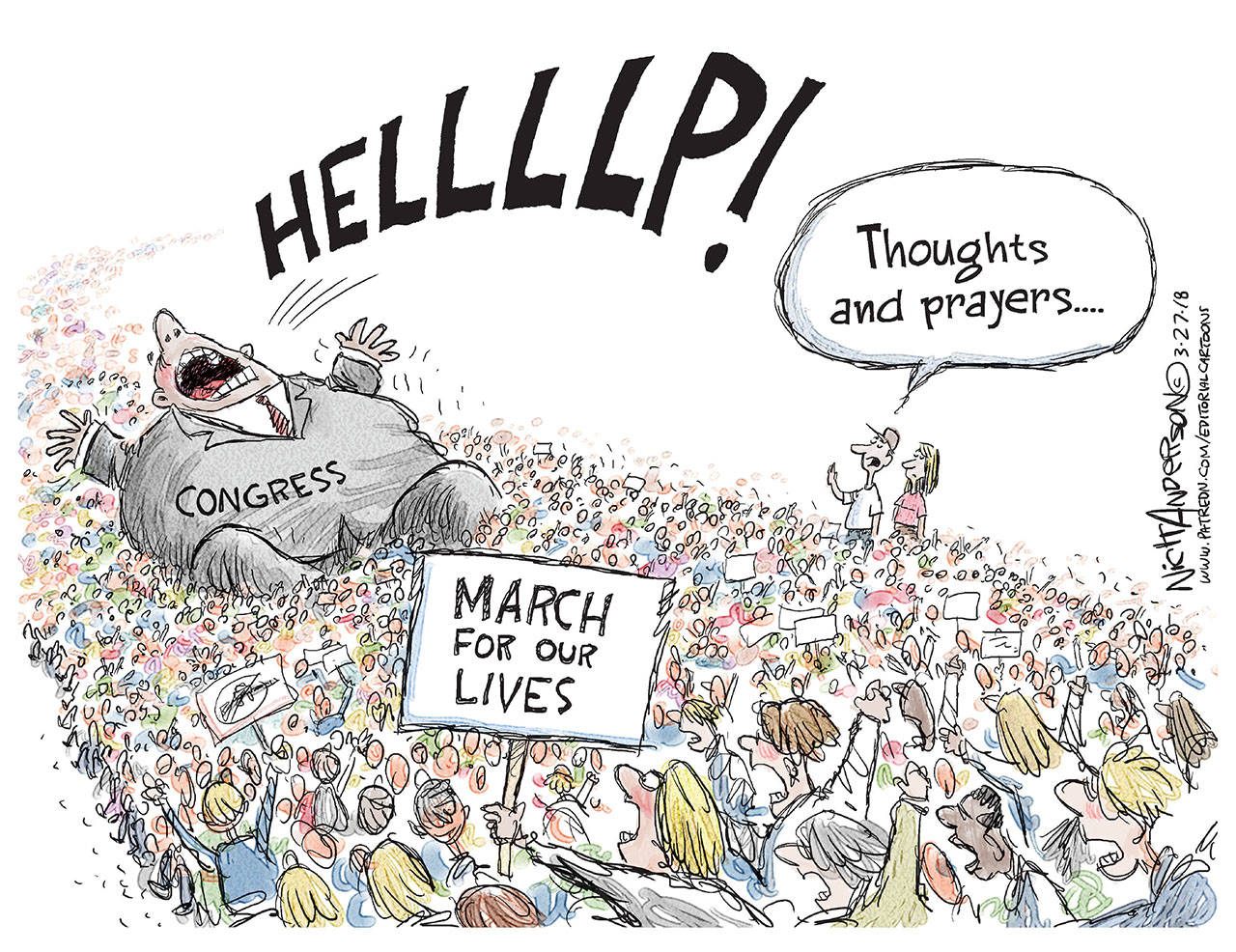 Editorial cartoons for Tuesday, March 27