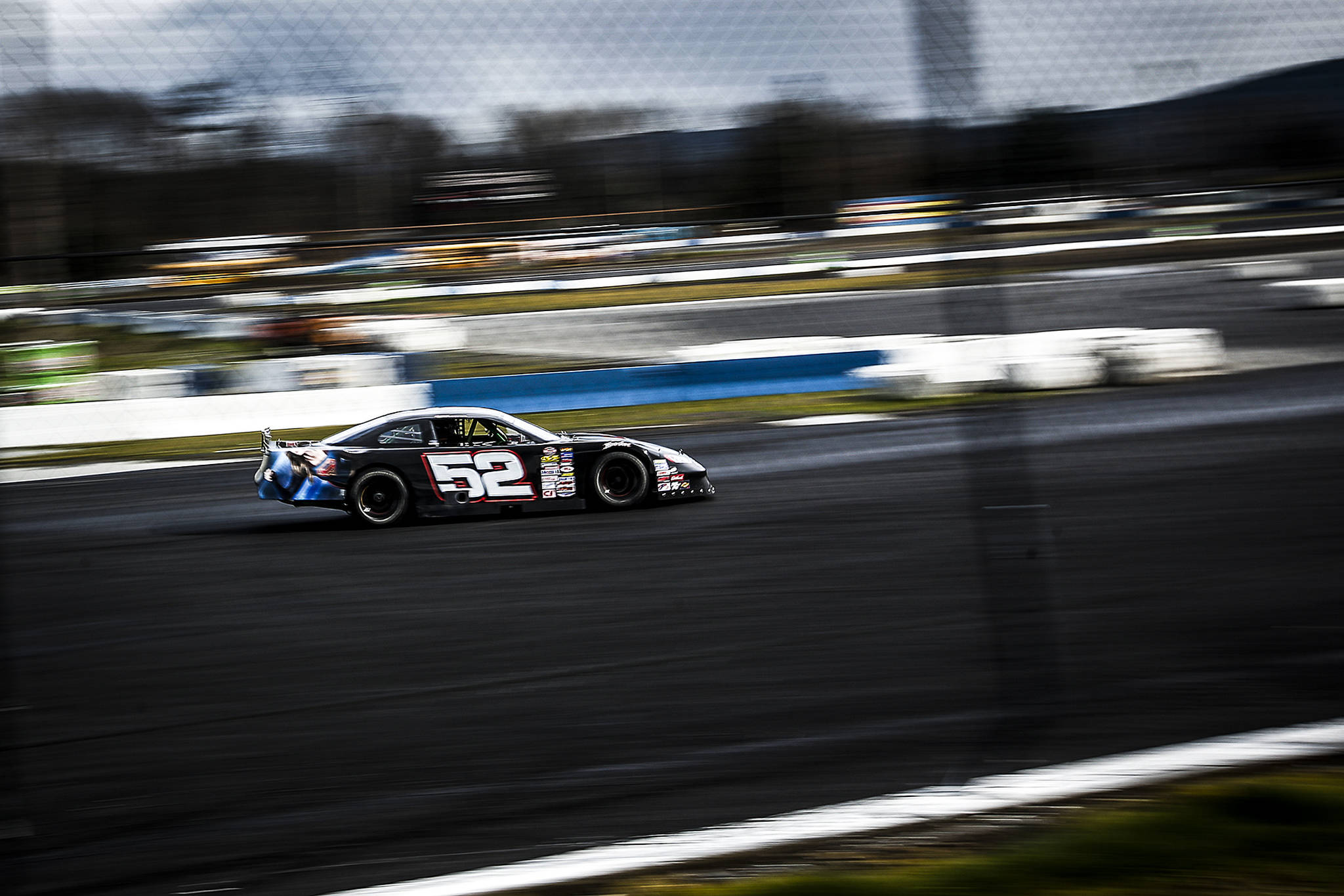 Practice takes place on a newly paved Evergreen Speedway race track in Monroe on March 24, 2018. Drivers expect faster races this upcoming season with the new track providing better grip. (Ian Terry / The Herald)