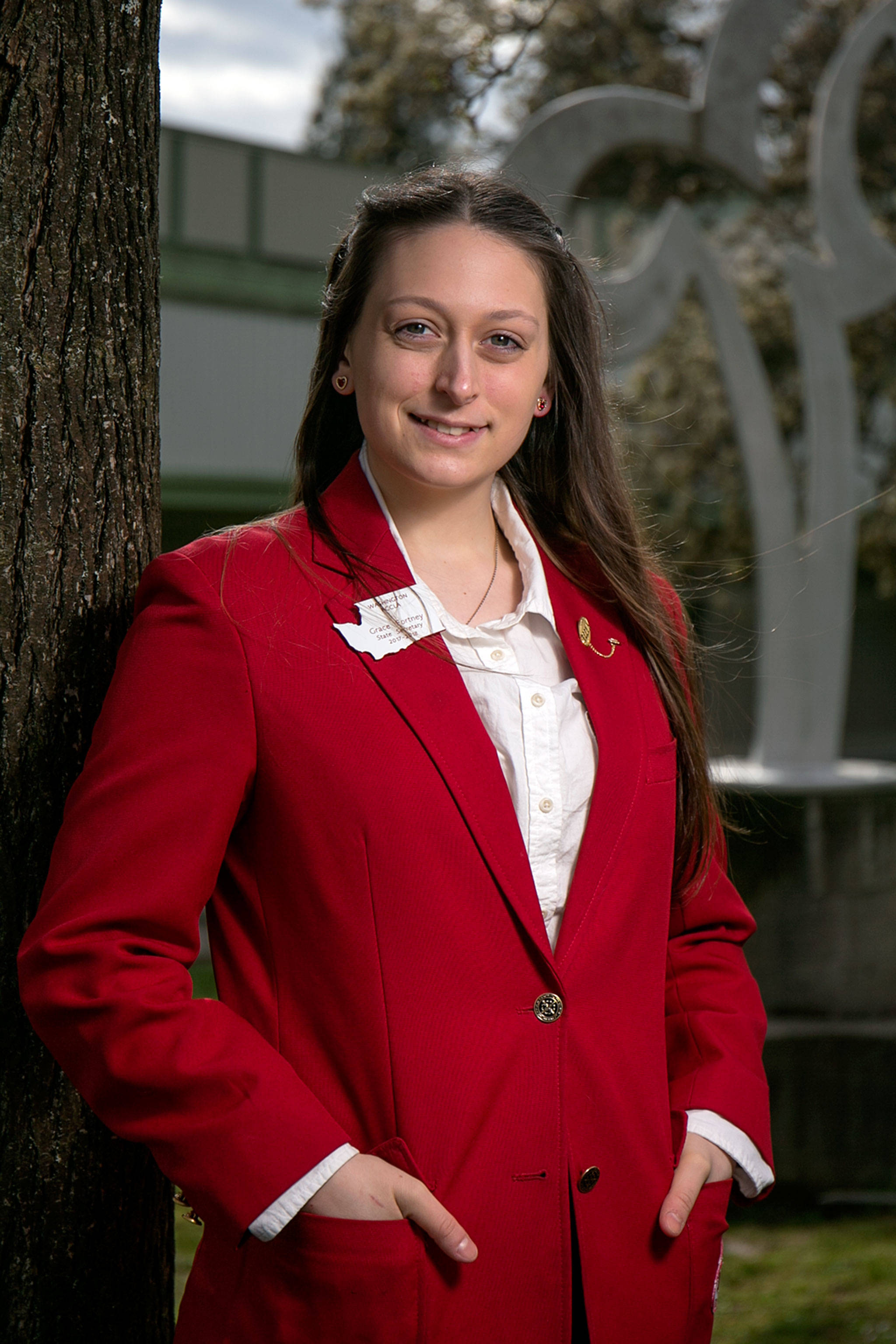 Super Kid Grace Fortney from Lake Stevens High School is very involved with family, career and Community Leaders of America. She is a statewide leader and put together an award winning PSA about seatbelt safety. (Kevin Clark / The Daily Herald)