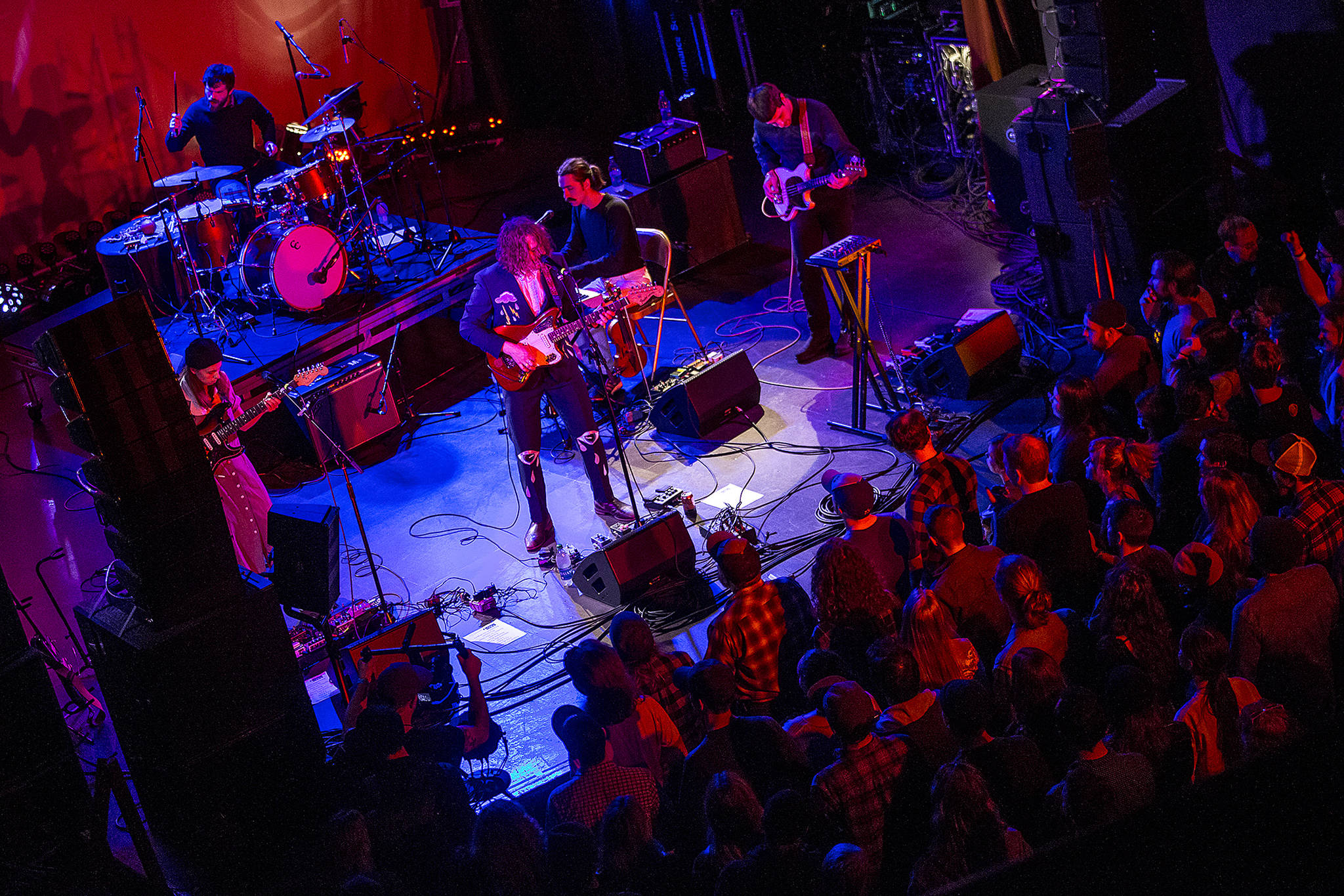 Kevin Morby and his band play at the Historic Everett Theatre as part of the Fisherman’s Village Music Festival in downtown Everett on Saturday, March 31. (Ian Terry / The Herald)